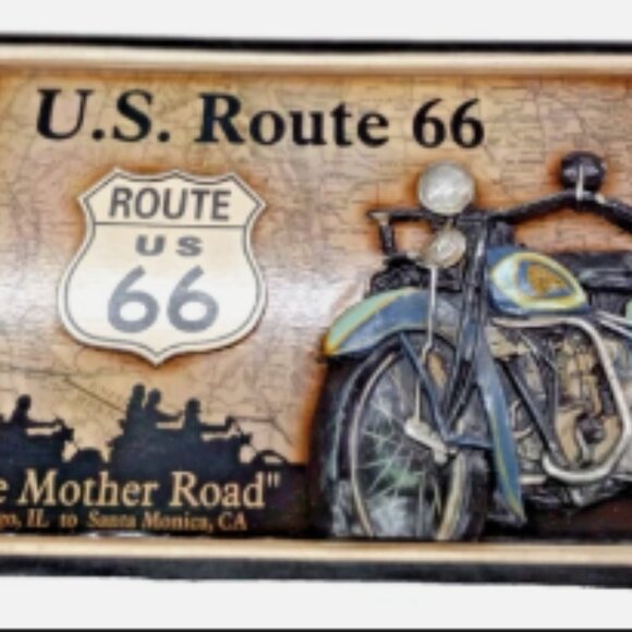 Route 66 3D Wooden Wall Plaque Indian Motorcycle “The Mother Road” 15x21 - Picture 4 of 13